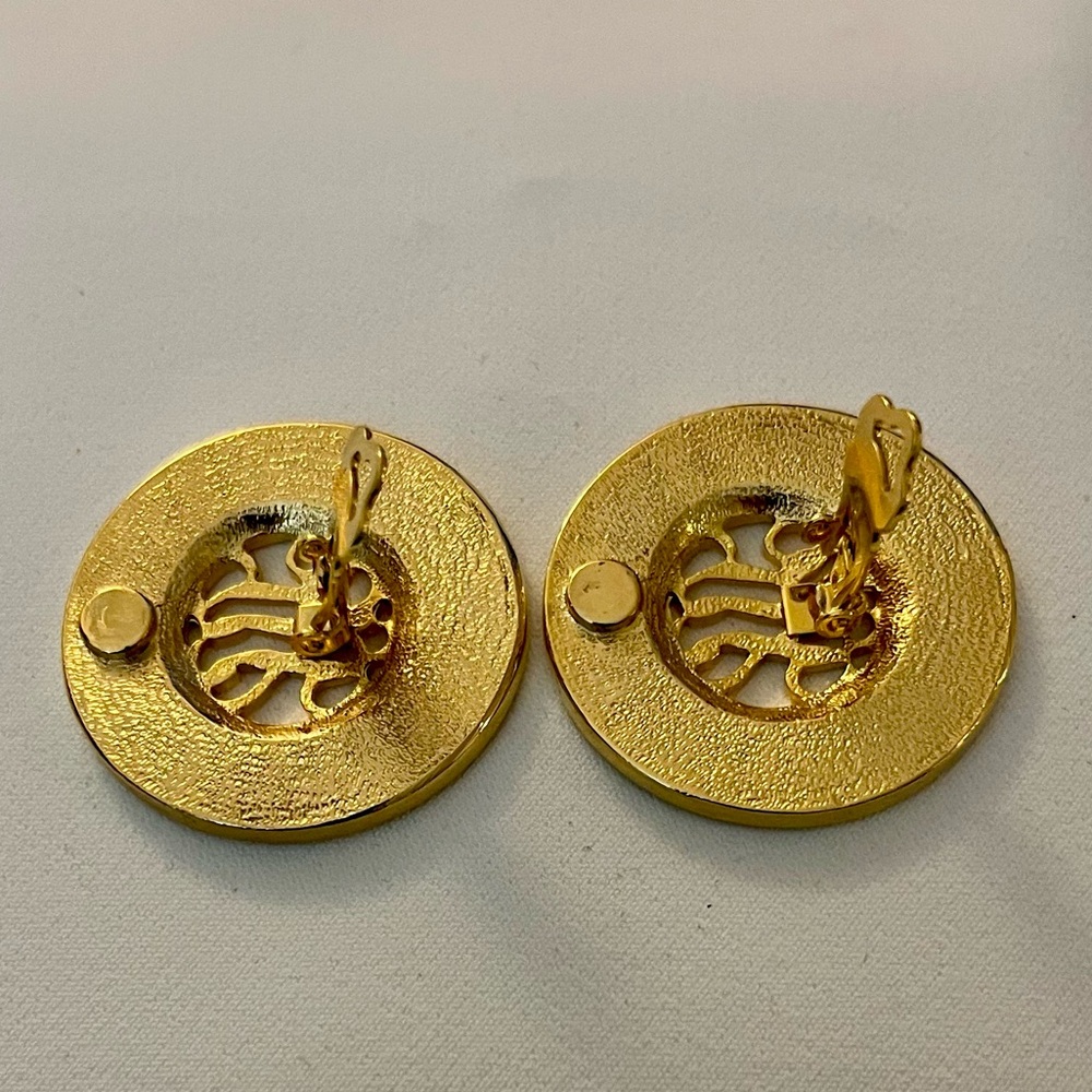 Black and Gold Monogram Earrings - Picture 11 of 16